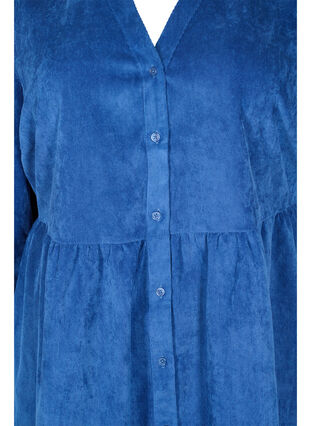Fluwelen jurk met 3/4-mouwen en knopen, Estate Blue, Packshot image number 2