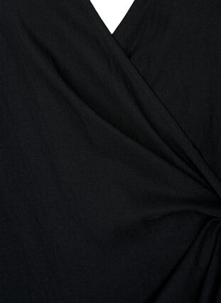 Viscose jurk met lange mouwen en wikkel-look, Black, Packshot image number 2