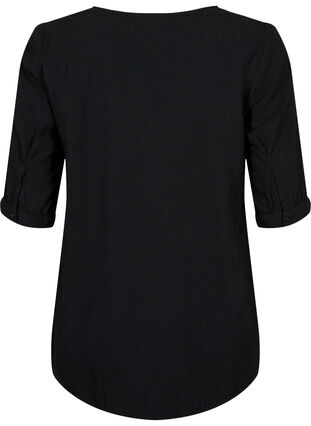 FLASH - Blouse en coton à manches mi-longues, Black, Packshot image number 1