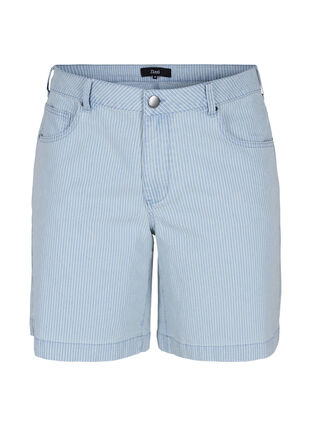 Short en jean à rayures, Light Blue Stripe, Packshot image number 0