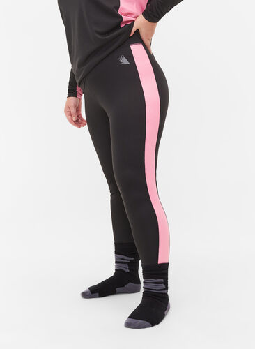 Ski legging met contrasterende streep, Black w. Sea Pink, Model image number 2