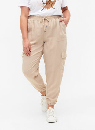 Pantalon ample en viscose avec grandes poches, Oxford Tan, Model image number 2