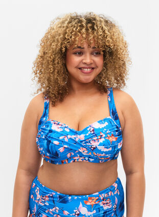 Haut de bikini imprimé, Bright Blue Print, Model image number 0