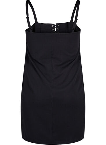 Nauwsluitende jurk met koorddetails, Black, Packshot image number 1