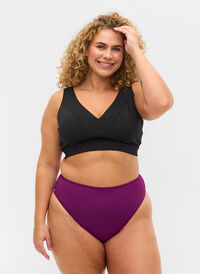 Culotte de bikini taï taille haute, Dark Purple, Model