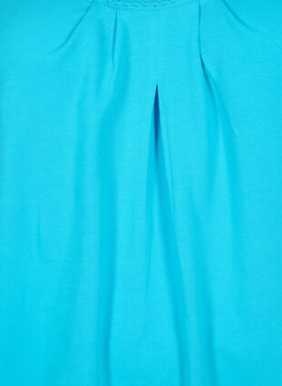 Katoenen top met ronde hals en kanten randje, Blue Atoll, Packshot image number 2