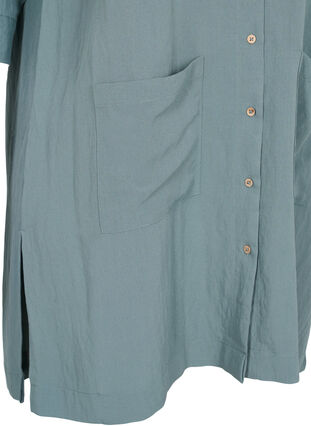 Chemise longue en viscose avec poches et manches 3/4, Balsam Green, Packshot image number 3