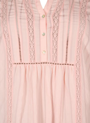 Gestreepte viscose jurk met kanten lint, Strawberry Cream, Packshot image number 2
