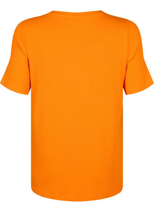 T-shirt van viscose met ribstructuur, Exuberance, Packshot image number 1