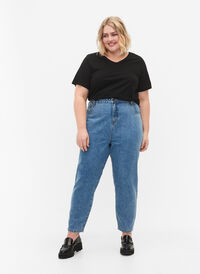 Geknipte Mille jeans met hoge taille, Light blue denim, Model