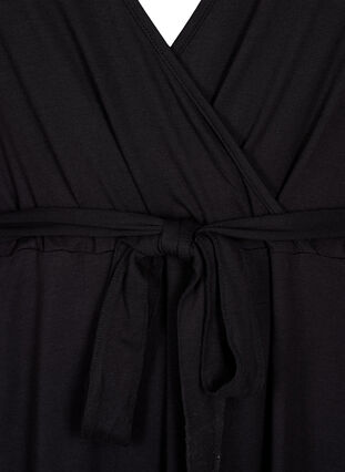 Robe portefeuille en viscose à manches courtes, Black, Packshot image number 2