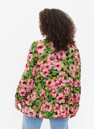 Chemise à fleurs en viscose, Pink G. Flower AOP, Model image number 1