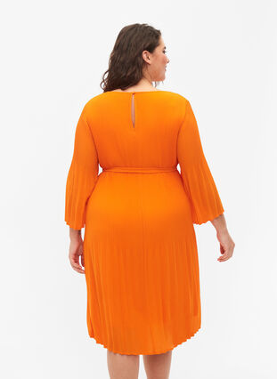 Geplooide jurk met 3/4 mouwen, Exuberance, Model image number 1
