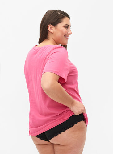 Katoenen nachthemd met opdruk, Hot Pink w. Be, Model image number 1