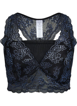 Beha met kant en mesh, Black w. blue lace, Packshot image number 0