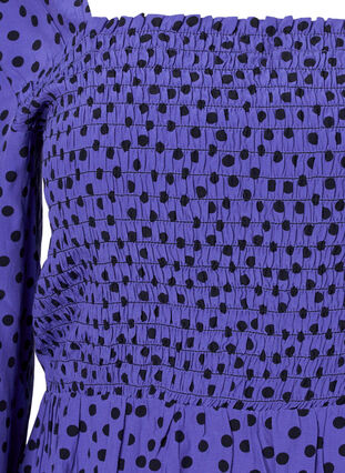 Gestippelde viscose blouse met smok, R.Blue w. Black Dot, Packshot image number 2