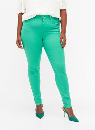 Amy jeans met hoge taille en super slanke pasvorm, Holly Green, Model image number 2