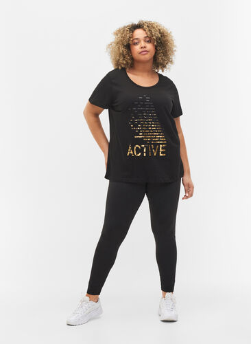 Trainingsshirt met print, Black gold foil logo, Model image number 2