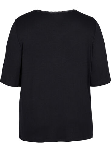 Chemise de nuit à manches courtes en viscose, Black, Packshot image number 1