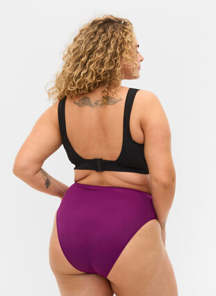 Culotte de bikini taï taille haute, Dark Purple, Model image number 1