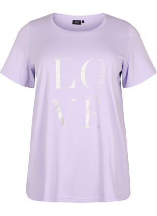 T-shirt en coton à manches courtes avec impression, Lavender W. Love, Packshot image number 0