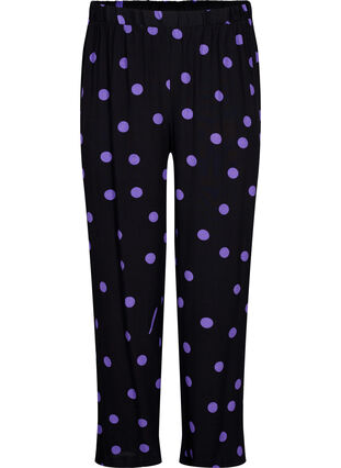Pantalon en viscose à pois, Black w. Purple Dot, Packshot image number 0