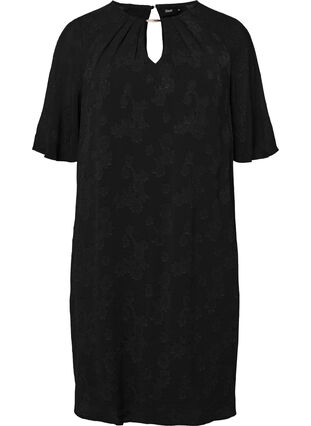 Robe avec structure et manches courtes, Black, Packshot image number 0