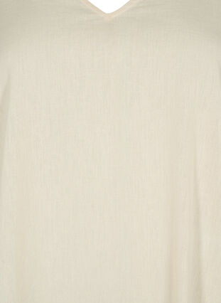Robe à col en V en coton mélangé avec du lin, Sandshell, Packshot image number 2