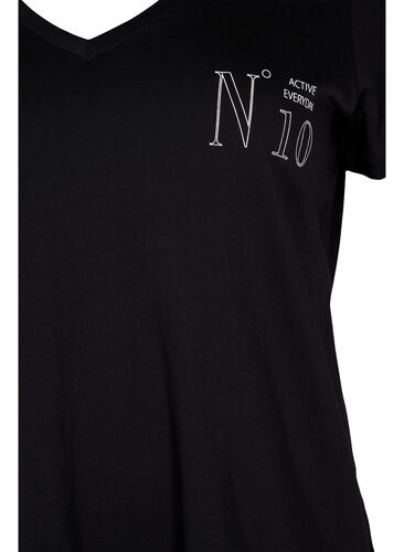 Katoenen sport t-shirt met print, Black w. No. 10, Packshot image number 2