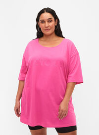 Oversized katoenen t-shirt met print, Shocking Pink ÉTOILÉ, Model