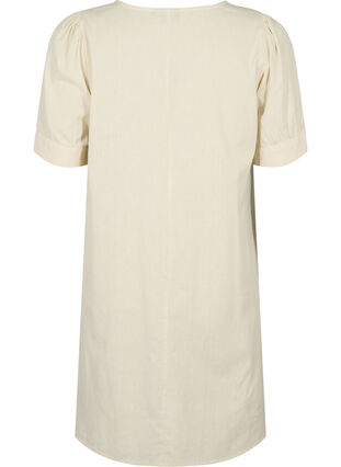 Robe à col en V en coton mélangé avec du lin, Sandshell, Packshot image number 1
