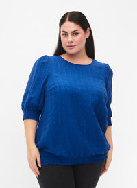 Smock blouse met lyocell (TENCEL™), Strong Blue, Model