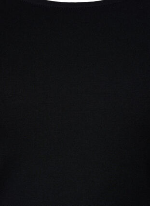 Robe unie à manches 3/4 et fendue, Black, Packshot image number 2