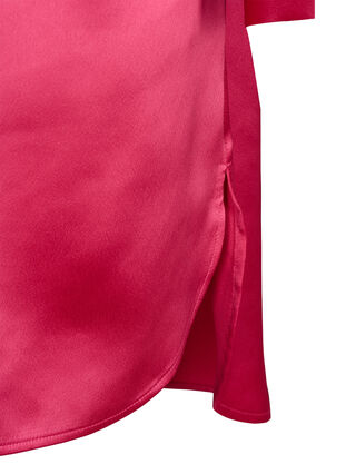 Longue chemise brillante avec fente, Pink Flambé, Packshot image number 3