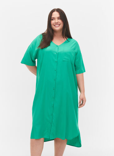 Robe chemise à manches courtes en viscose, Holly Green, Model image number 0