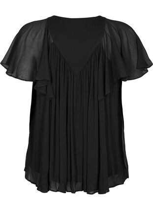 Effen blouse met vleermuismouwen en v-hals, Black, Packshot image number 1