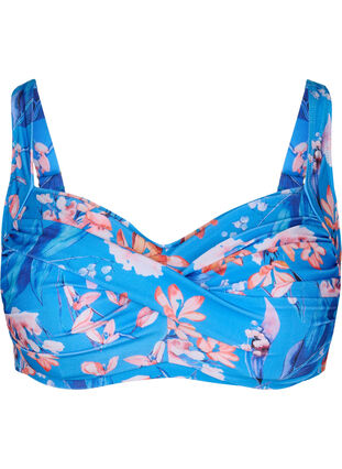 Bedrukte bikinitop, Bright Blue Print, Packshot image number 0