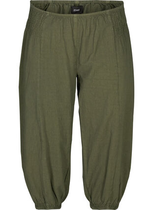 Pantalon 3/4 ample avec détail en smock, Ivy Green, Packshot image number 0