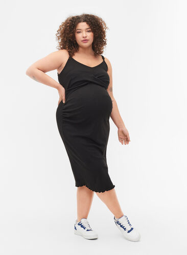 Robe de grossesse en côte, Black, Model image number 0