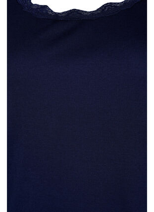 Nachthemd met korte mouwen en kanten randje, Peacoat, Packshot image number 2