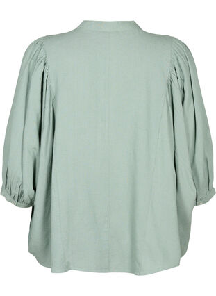 Viscose-Linen Mix Shirt Blouse met 3/4 Mouwen, Chinois Green, Packshot image number 1