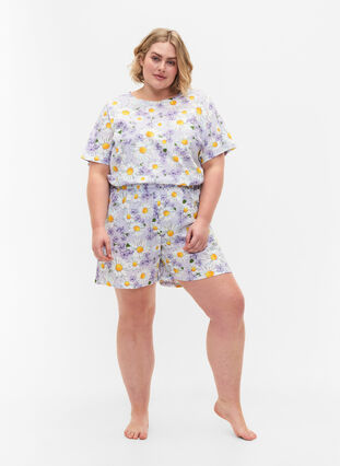 Short pyjama ample avec imprimé, Lavender Blue AOP, Model image number 3
