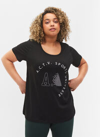 T-shirt de sport avec imprimé, Black A.C.T.V, Model