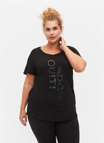 T-shirt de sport avec imprimé, Black Don't Quit , Model image number 0