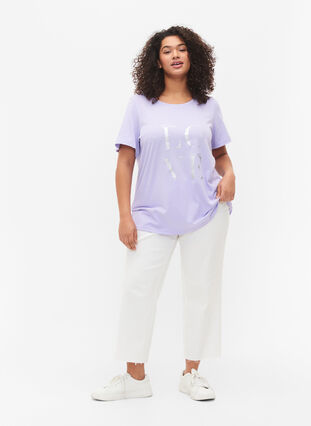 T-shirt en coton à manches courtes avec impression, Lavender W. Love, Model image number 2