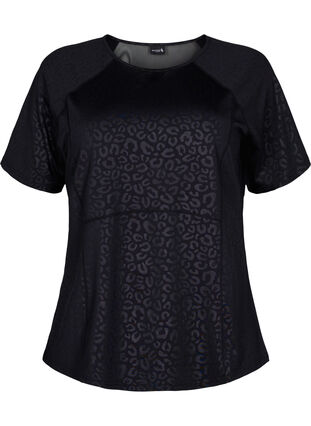 Sport T-shirt met print en mesh, Black, Packshot image number 0
