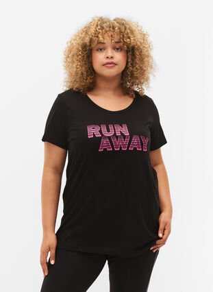 Trainingsshirt met print, Black w. Run Away, Model image number 0
