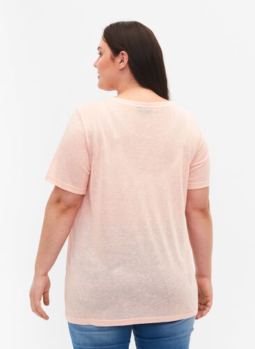 T-shirt avec rivets et col rond, Pale Blush, Model image number 1