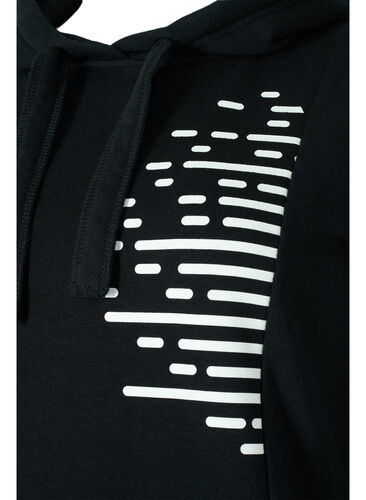 Sweat-shirt long avec capuche et poches, Black, Packshot image number 2