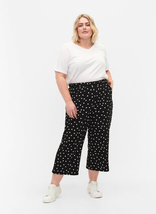 Pantalon ample avec longueur 7/8, Black Dot, Model image number 0